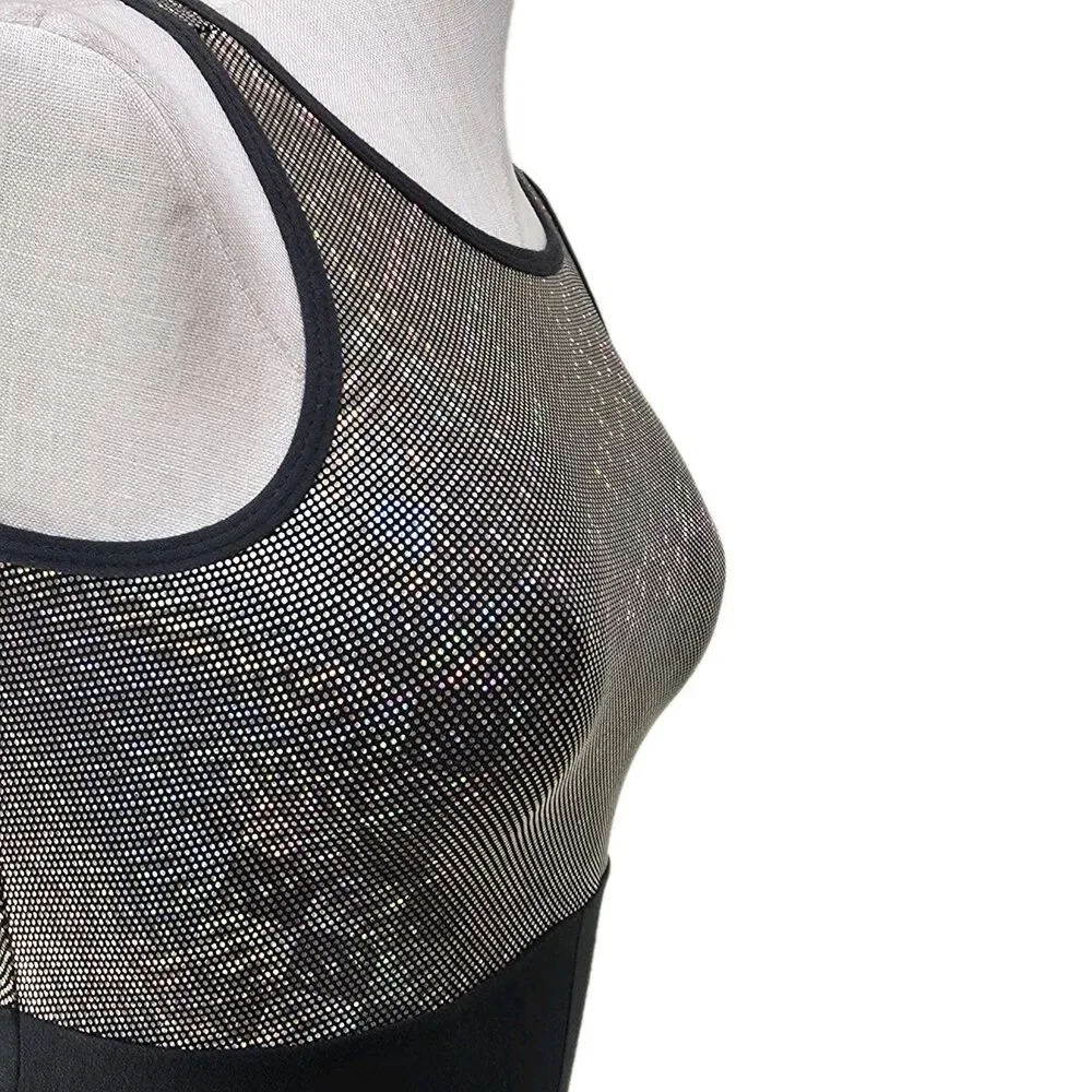GK Elite VTG 1992 Holographic Gold Cotton Biketard Unitard Dance Size AS Adult S